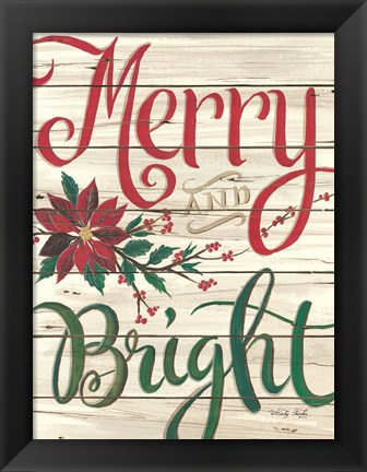 Framed Merry &amp; Bright Shiplap Print