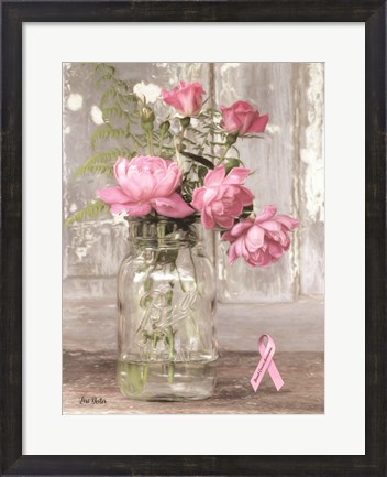 Framed Pink Roses for Breast Cancer Awareness Print