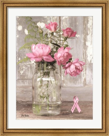 Framed Pink Roses for Breast Cancer Awareness Print