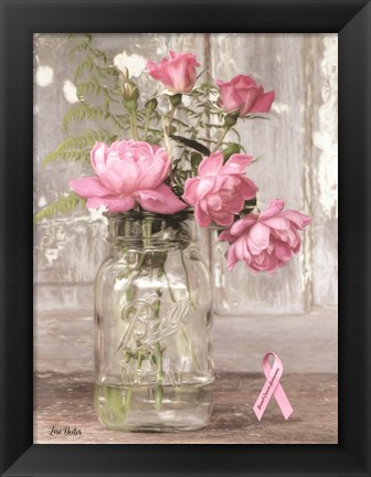 Framed Pink Roses for Breast Cancer Awareness Print