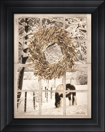 Framed Winter Horse Window View Print