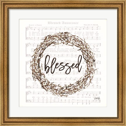 Framed Blessed Assurance Bless Wreath Print