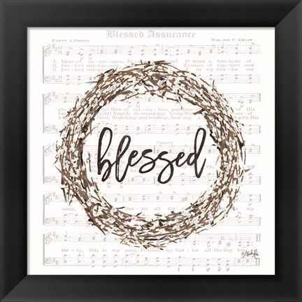 Framed Blessed Assurance Bless Wreath Print