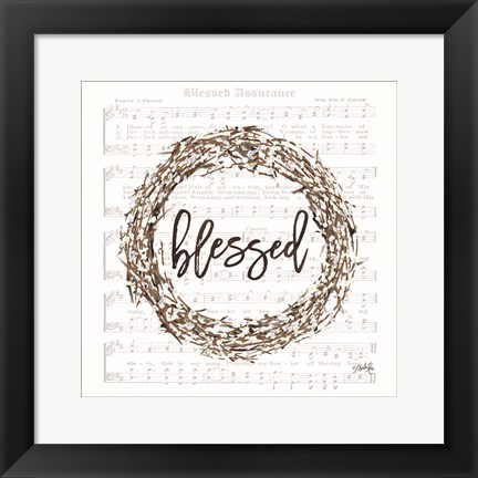 Framed Blessed Assurance Bless Wreath Print