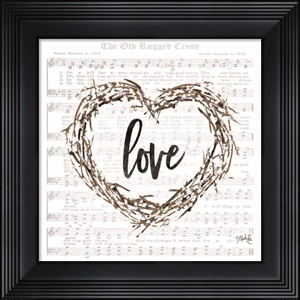 Framed Old Rugged Heart Love Wreath Print
