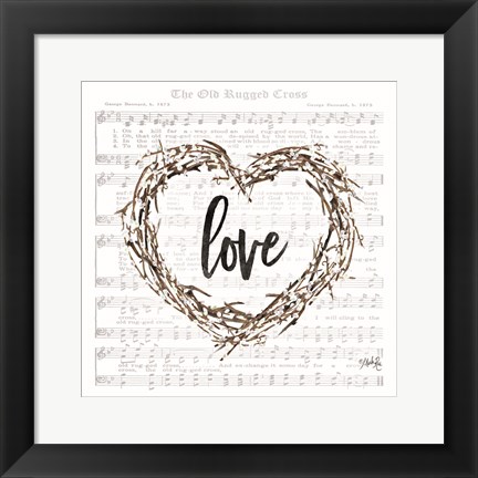 Framed Old Rugged Heart Love Wreath Print