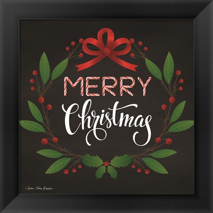 Framed Peppermint Merry Christmas Print