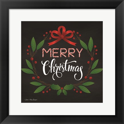 Framed Peppermint Merry Christmas Print