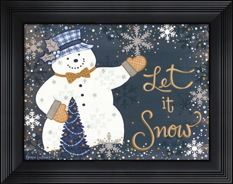 Framed Snowy Christmas Snowman Print