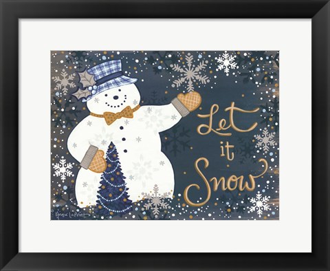 Framed Snowy Christmas Snowman Print