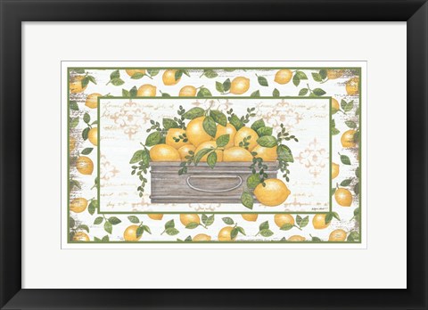 Framed Lemon Galvanized Bucket Print