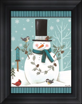 Framed Top Hat Snowman Print