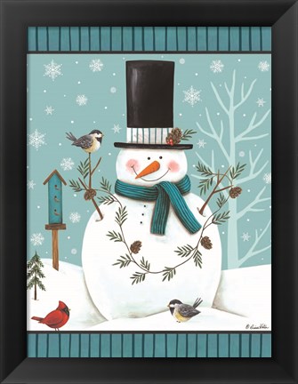 Framed Top Hat Snowman Print