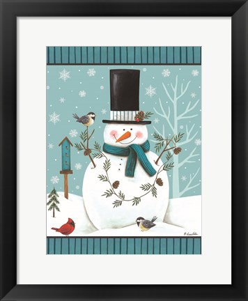 Framed Top Hat Snowman Print