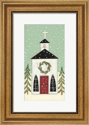 Framed Church in the Snow Print