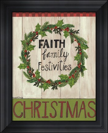 Framed Faith Family Festivities Wreath Print