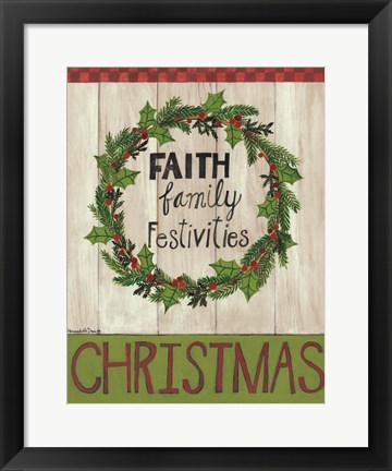 Framed Faith Family Festivities Wreath Print