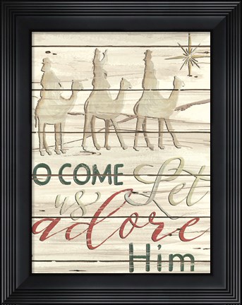 Framed Come Let Us Adore Him Shiplap Print
