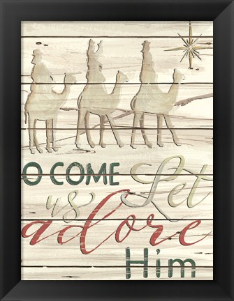 Framed Come Let Us Adore Him Shiplap Print