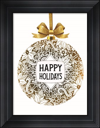 Framed Happy Holidays Ornament Print