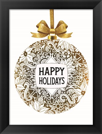 Framed Happy Holidays Ornament Print