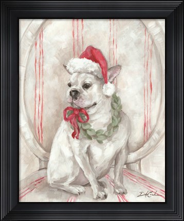 Framed French Bulldog Santa Print