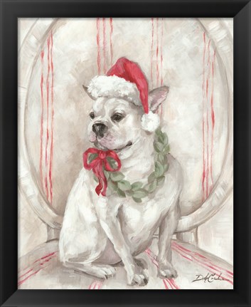 Framed French Bulldog Santa Print