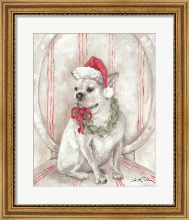Framed French Bulldog Santa Print