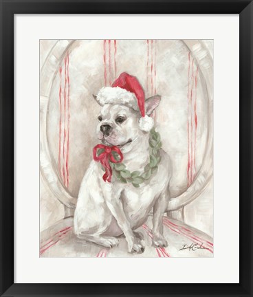 Framed French Bulldog Santa Print