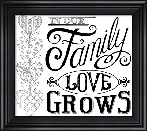 Framed In Our Family Love Grows Print