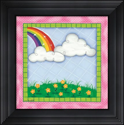 Framed Rainbow &amp; Clouds Print