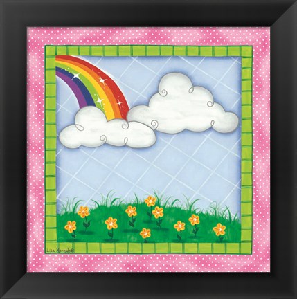 Framed Rainbow &amp; Clouds Print