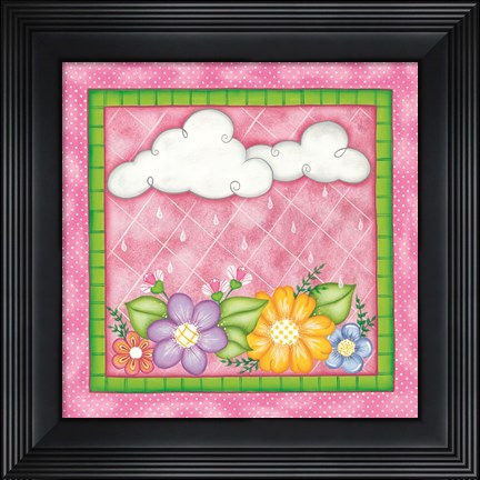 Framed Clouds &amp; Flowers Print