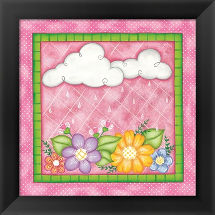 Framed Clouds &amp; Flowers Print