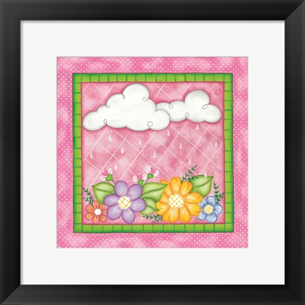 Framed Clouds &amp; Flowers Print