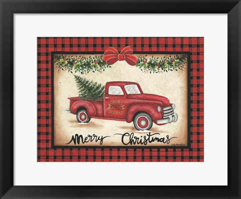 Framed Merry Christmas Truck Print