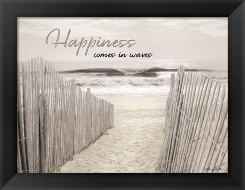 Framed Happiness Comes in Waves Print