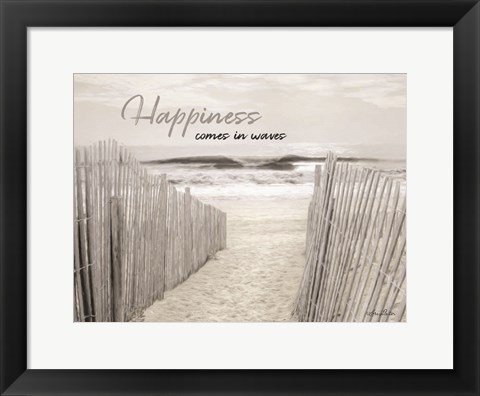 Framed Happiness Comes in Waves Print