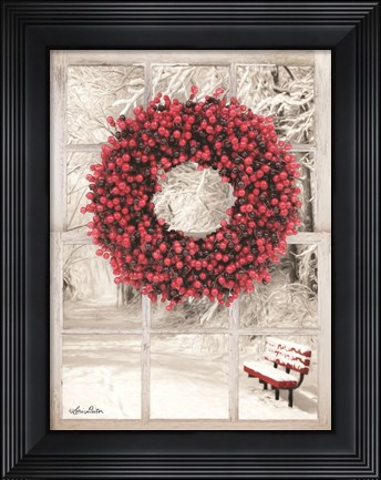 Framed Beaded Wreath View I Print