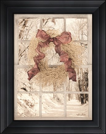Framed Snowy Day Window View Print