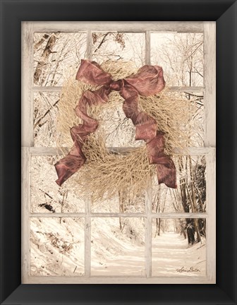Framed Snowy Day Window View Print