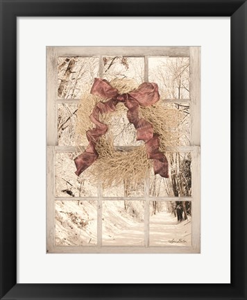 Framed Snowy Day Window View Print