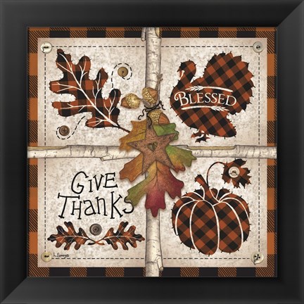 Framed Autumn Four Square Give Thanks Print