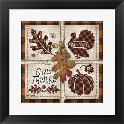 Framed Autumn Four Square Give Thanks Print