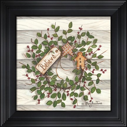 Framed Believe Wreath Print