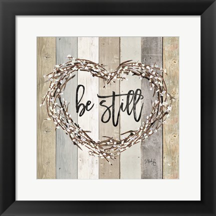 Framed Be Still Pussy Willow Wreath Print