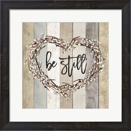 Framed Be Still Pussy Willow Wreath Print