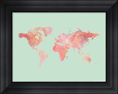 Framed Marble World Map Print