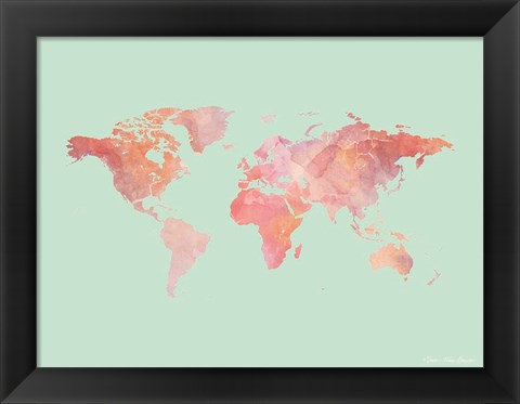 Framed Marble World Map Print