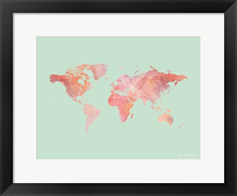 Framed Marble World Map Print